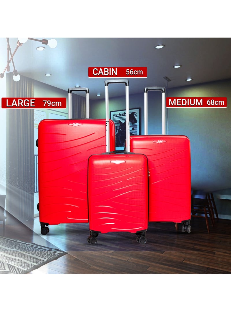 Skybags - Maxx Checked Luggage | Hardside Polypropylene Solid Pattern with TSA Lock Trolly| 360° 4 Wheeler| Cabin-24 Inch, Red - Image 1