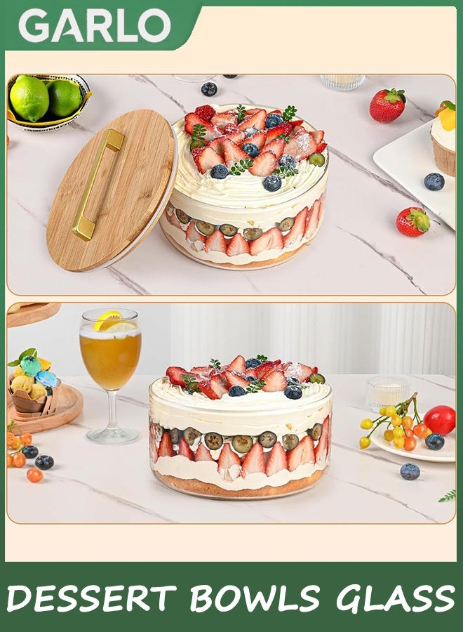 Garlo Dessert Bowls Glass, 20cm Large Trifle Bowl with Lid, Clear Glass Salad Bowl Serving Bowl for Laying Ice Cream Cakes, Cupcake, Salad, Fruit, Microwave & Dishwasher Safe - Image 3