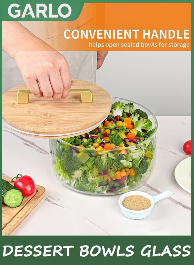 Garlo Dessert Bowls Glass, 20cm Large Trifle Bowl with Lid, Clear Glass Salad Bowl Serving Bowl for Laying Ice Cream Cakes, Cupcake, Salad, Fruit, Microwave & Dishwasher Safe - Image 4