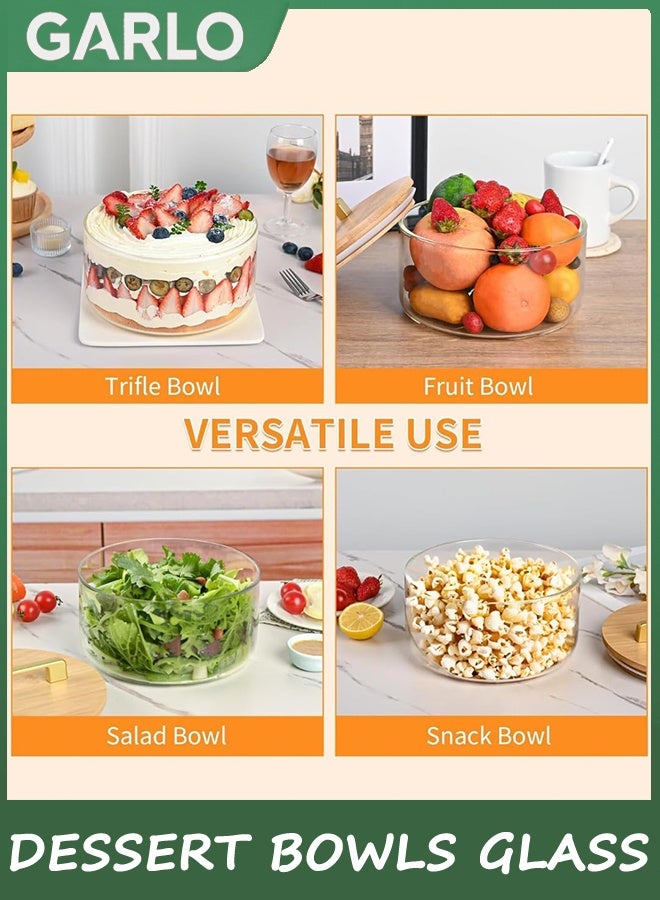 Garlo Dessert Bowls Glass, 20cm Large Trifle Bowl with Lid, Clear Glass Salad Bowl Serving Bowl for Laying Ice Cream Cakes, Cupcake, Salad, Fruit, Microwave & Dishwasher Safe - Image 5