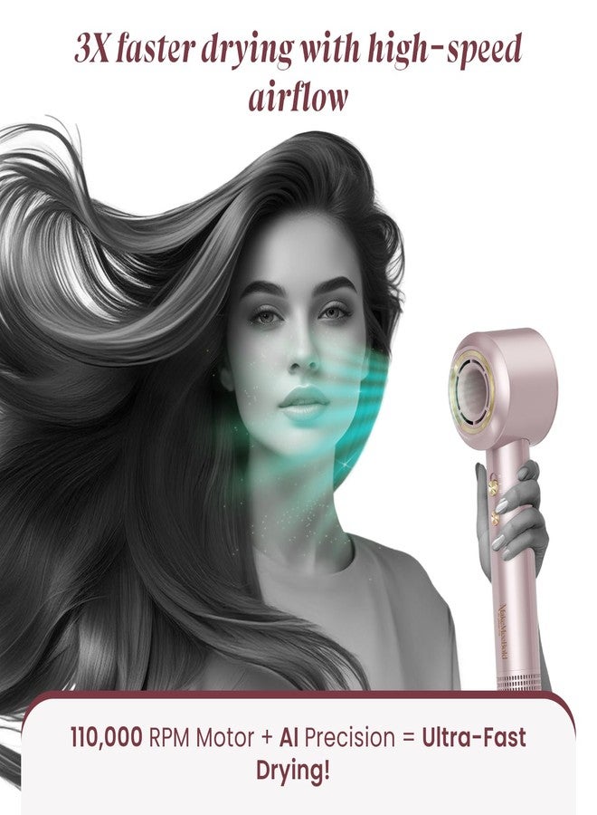 مجفف الشعر السريع MakeMeebold | محرك 110,000 دورة في الدقيقة | تجفيف أسرع بثلاث مرات | 4 أوضاع مع تحكم ذكي بالحرارة بتقنية الذكاء الاصطناعي | مجفف شعر خفيف الوزن وهادئ مع مُركِّز مغناطيسي | لمعان خالٍ من التجعد | هدية مثالية للنساء - Image 3
