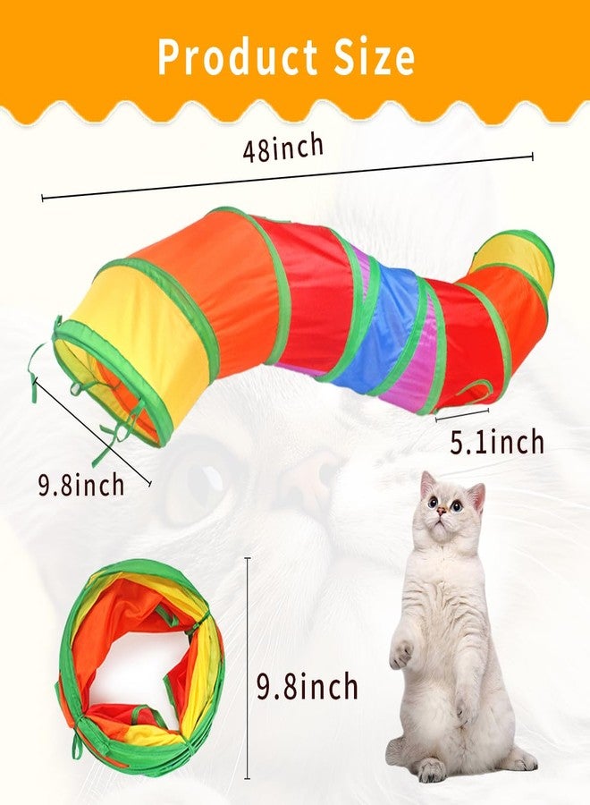 SUSWIM Cat Tunnel,Pet Cat Tunnels for Indoor Cats Large,Collapsible Cat Tunnel Maze Toy Shape S,Rainbow Colors. - Image 3