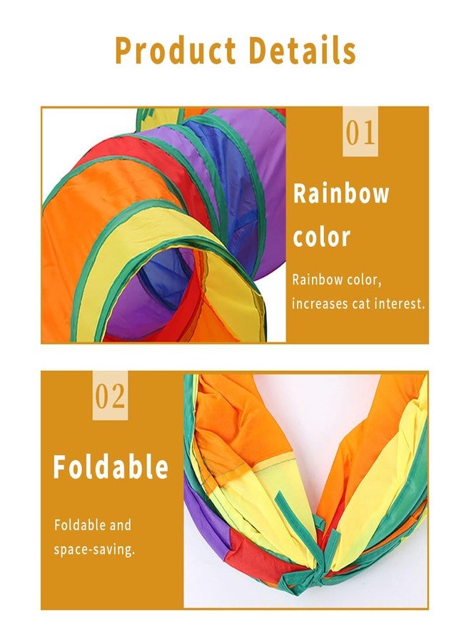 SUSWIM Cat Tunnel,Pet Cat Tunnels for Indoor Cats Large,Collapsible Cat Tunnel Maze Toy Shape S,Rainbow Colors. - Image 5