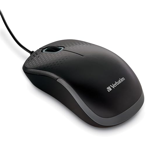Verbatim USB Silent Corded Optical Mouse - Computer Wired Noiseless and Silent Click Mouse for Mac and PC - Black - Image 1