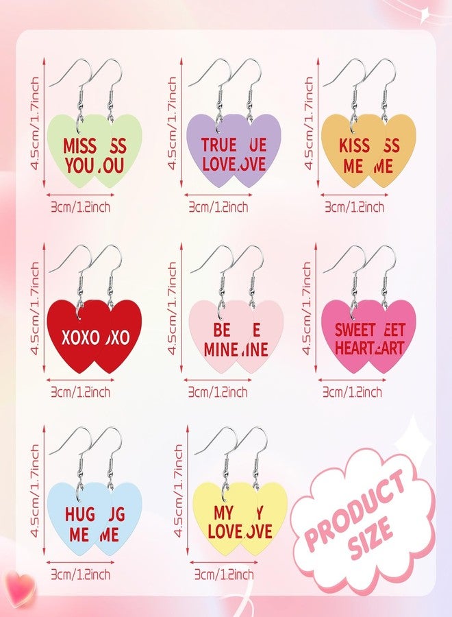 AUGSUN Valentine's Day Conversation Heart Candy Earrings for Women, Acrylic Heart Pendant Earrings with Sweet Phrases, Valentine’s Day earrings for Women with Hooks for Valentine Gifts - Image 2