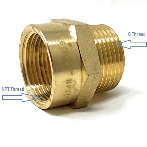 Cascada Showers Cascada G Thread (British BSPP) to NPT Thread Pipe Fitting Adapter - Lead-Free (Male x Female, 1"G Male x 1"NPT Female) - Image 3