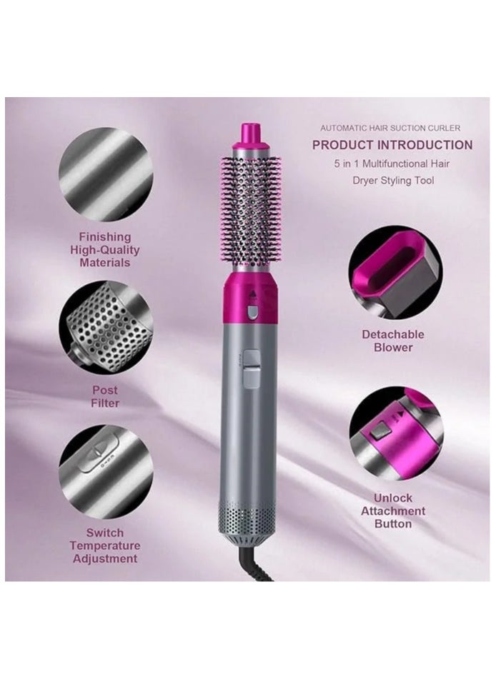 Generic 5 in 1 Curling Iron Rotary Hair Dryer Straightener Comb Curling Brush 5 Interchangeable Barrels 3 Adjustable Modes 30S Heating Smooth Ironing And Styling Tool Suitable for Home And Business Trips  - Image 5
