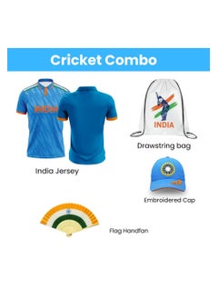 PRINTSHOP4ME India Cricket Combo–T-Shirt,Cap,Drawstring Bag&Hand Fan For Celebrations Match Days&Events  - Image 2