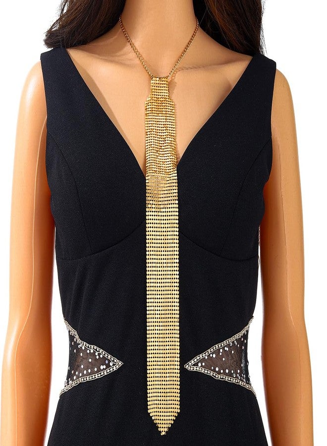 Bmirth Sequins Neck Tie Gold Sequins Strands Necklace Gothic Long Neck Tie Jewelry for Women(Gold neck tie) - Image 2