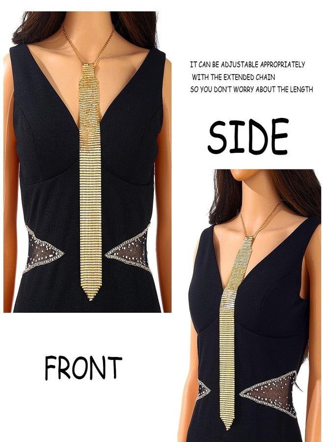 Bmirth Sequins Neck Tie Gold Sequins Strands Necklace Gothic Long Neck Tie Jewelry for Women(Gold neck tie) - Image 3