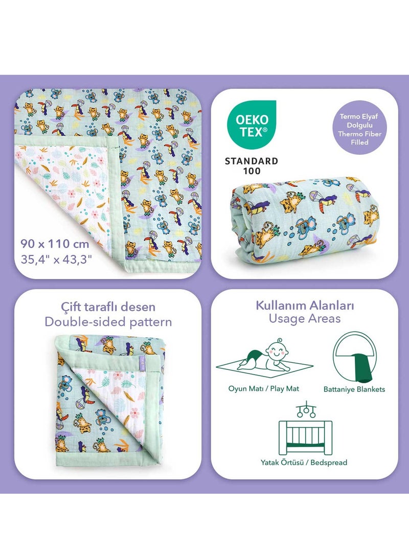 Milk&Moo Milk&Moo Jungle Friends Baby Muslin Swaddle Blanket, Oeko Tex Certified 100%Cotton, 4-Layer Muslin Blanket, Ultra Soft, Lightweight, Baby Blankets for Toddler Girls and Boys  - Image 5