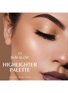 KYDA KYDA Face Highlighter Palette, High Glossy Face Illuminator Palette, Narutal Glow Finish, Pearl Shimmer Smooth Baked Powder, Lasting Sparkling Highlighter Makeup-SUN GLOW  - Image 3