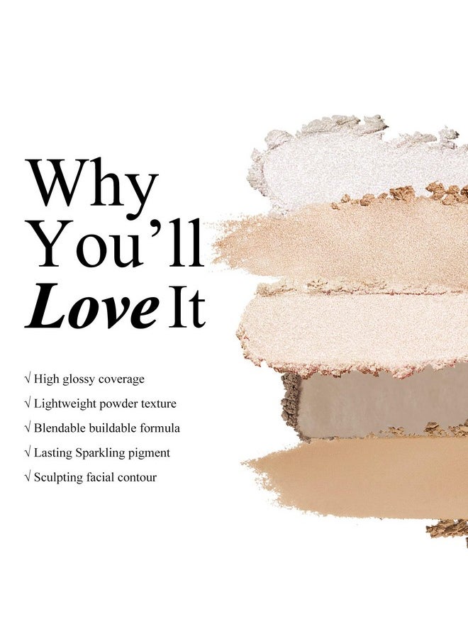KYDA KYDA Face Highlighter Palette, High Glossy Face Illuminator Palette, Narutal Glow Finish, Pearl Shimmer Smooth Baked Powder, Lasting Sparkling Highlighter Makeup-SUN GLOW  - Image 2