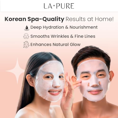 LA PURE Snail Mucin Mask – 10ct Korean Sheet Mask Pack for Signs of Aging, Aid Skin Repair & Hydration – Pure Snail Mask for Face with Collagen & Hyaluronic Acid – Cruelty-Free Hydrating Sheet Mask - Image 3