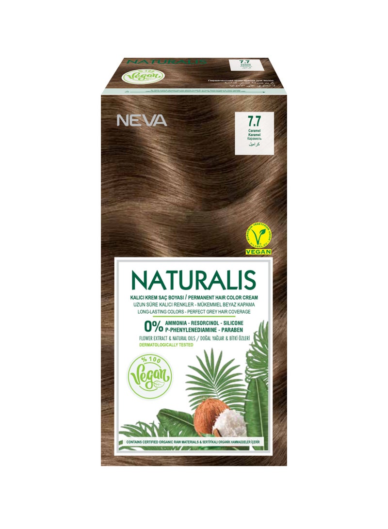 NEVA Naturalis Permanent Hair Color, Vegan,100% Gray Coverage, Organic, No Harmful Chemicals, Ammonia Free, Long-Lasting - CARAMEL - 7.7 - Image 3