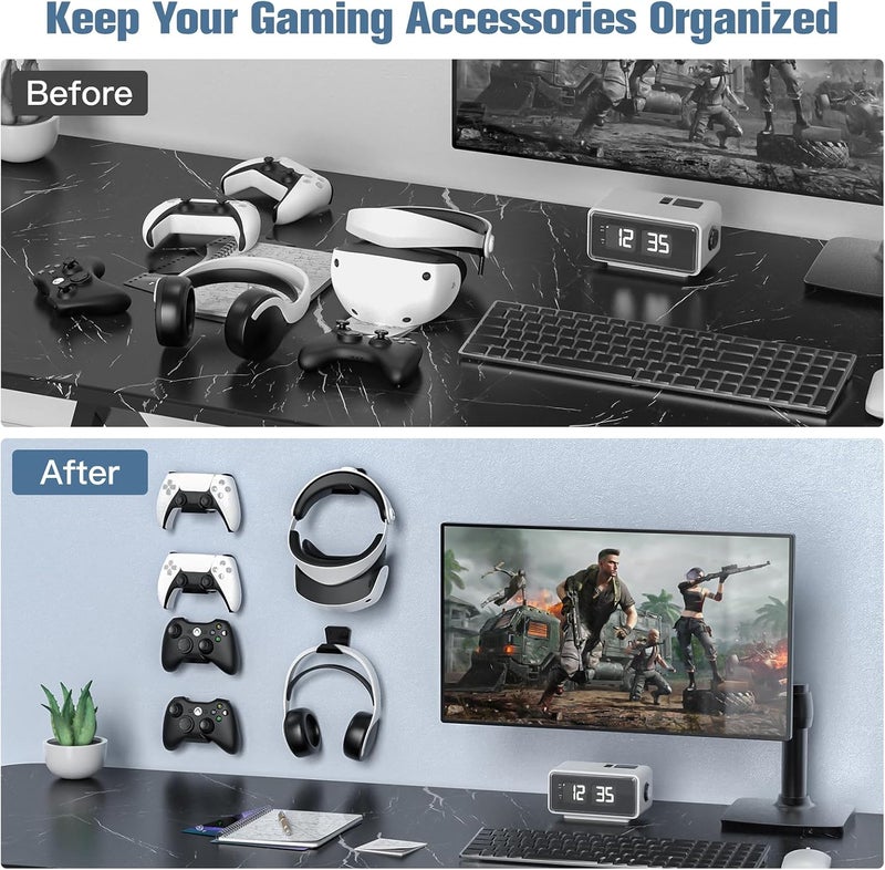KUNSLUCK 4 Pack Controller Wall Mount for PS5, Xbox, Switch Controller,Wall Mount Stand for Controller&Headset, Adhesive/Screws Installation (Black) Care processed raw material - Image 5