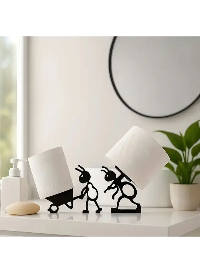 Stroller Style Minimalist Ant Themed Paper Towel Holder Freestanding Plastic Bathroom Kitchen Organizer Countertop Storage Toilet Paper Holder Modern Home Decor - Image 4