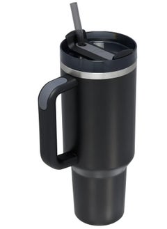 Stanley Quencher H2.0 FlowState Vacuum Insulated Tumbler – 40 oz Black Stainless Steel Travel Mug with Lid & Straw, Double-Walled Leakproof Design, Keeps Drinks Hot/Cold for Hours, Durable & Portable – Ideal for Water, Coffee, Smoothies, Iced Tea, and On-the-Go Hydration