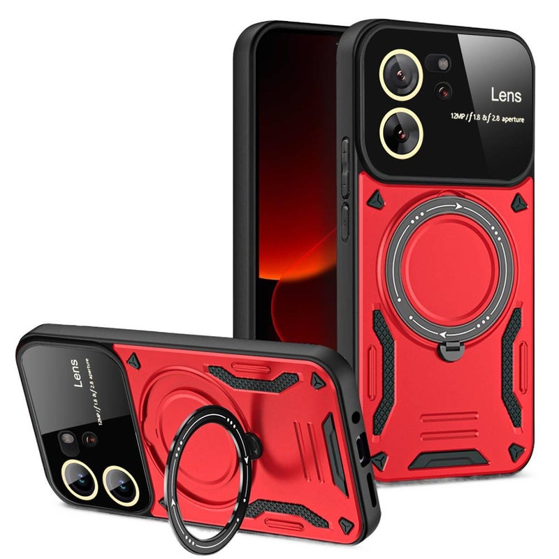 TPU Protective Case for redminote13pro/pocom6pro with Shockproof and Drop Protection plus Shockproof plus Kickstand plus Strong Magnetic in Red - Image 1