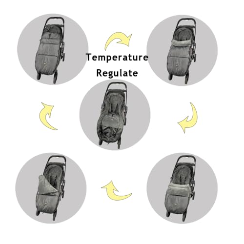 CozyMe Stroller Footmuff, Stroller Blanket with Hoodie for Toddler Winter Stroller Cover, Stroller Bunting Bag with Fleece Lined Front Height Adjustable & Removable Baby Bunting Bag for 6M-4T - Image 2