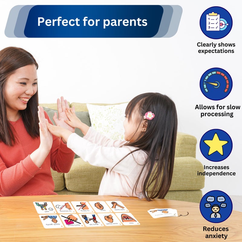 Autism Supplies And Developments مستلزمات وتطورات التوحد حلقة مفاتيح السلوك البصري - بطاقات رموز السلوك المتوافقة مع رموز PECS و Boardmaker PCS (لغير اللفظيين، ADHD، ASD، الأطفال، الأطفال الصغار) - Image 2
