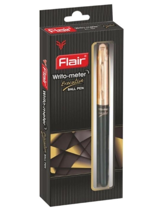 فلير أقلام حبر جاف FLAIR Writometer باللونين الذهبي الوردي والذهبي الفاخر | مقاس رأس 0.6 مم | نظام حبر سائل متطور | كتابة سلسة ودقيقة | حبر أزرق، قلم معبأ في عبوة بلاستيكية - قطعة واحدة - Image 3