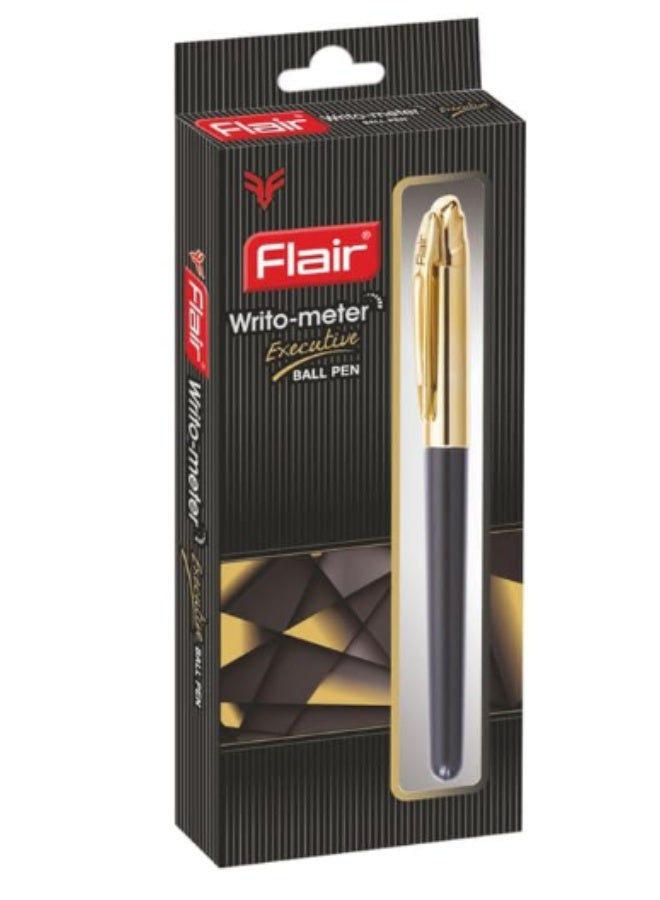 فلير أقلام حبر جاف FLAIR Writometer باللونين الذهبي الوردي والذهبي الفاخر | مقاس رأس 0.6 مم | نظام حبر سائل متطور | كتابة سلسة ودقيقة | حبر أزرق، قلم معبأ في عبوة بلاستيكية - قطعة واحدة - Image 2