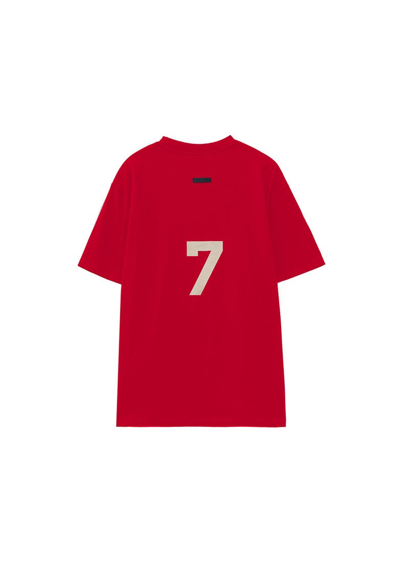 Generic - 2022 Summer FOG Digit 7 Velvet Print Tee Red - Image 1