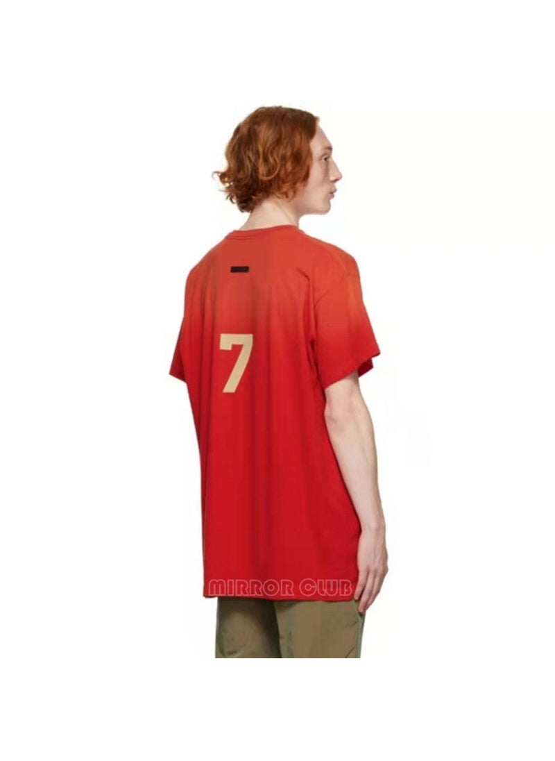 Generic - 2022 Summer FOG Digit 7 Velvet Print Tee Red - Image 1