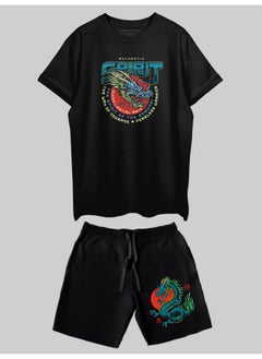 THREADCURRY THREADCURRY Fearless Samurai Printed Co-ord Set for Men - Half Sleeve Oversized T-Shirt and Shorts  - Image 3