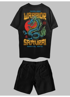 THREADCURRY THREADCURRY Fearless Samurai Printed Co-ord Set for Men - Half Sleeve Oversized T-Shirt and Shorts  - Image 2