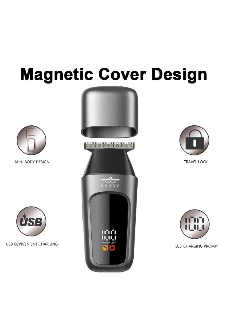 بريف ماكينة حلاقة صغيرة للرجال – مقص لحية وشعر لاسلكي بشفرة T بدون فراغ، قابلة للشحن عبر USB-C، شاشة عرض بطارية LCD، تصل إلى 110 دقيقة من الاستخدام، غطاء مغناطيسي للسفر، 5 أمشاط قابلة للتثبيت، حلاقة دقيقة للشعر واللحية، مقص للجانبين والوجه، مثالية للاستخدام المنزلي، السفر، وصالونات التجميل الاحترافية (أسود) - Image 3