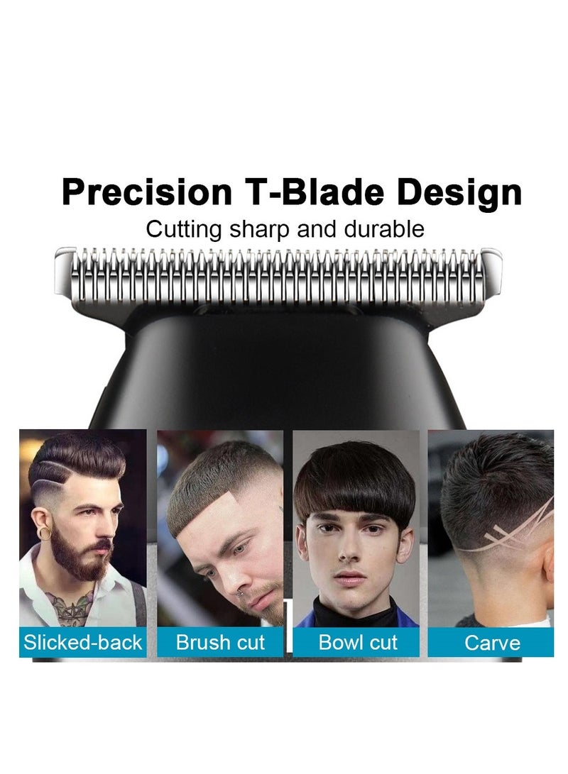 بريف ماكينة حلاقة صغيرة للرجال – مقص لحية وشعر لاسلكي بشفرة T بدون فراغ، قابلة للشحن عبر USB-C، شاشة عرض بطارية LCD، تصل إلى 110 دقيقة من الاستخدام، غطاء مغناطيسي للسفر، 5 أمشاط قابلة للتثبيت، حلاقة دقيقة للشعر واللحية، مقص للجانبين والوجه، مثالية للاستخدام المنزلي، السفر، وصالونات التجميل الاحترافية (أسود) - Image 5