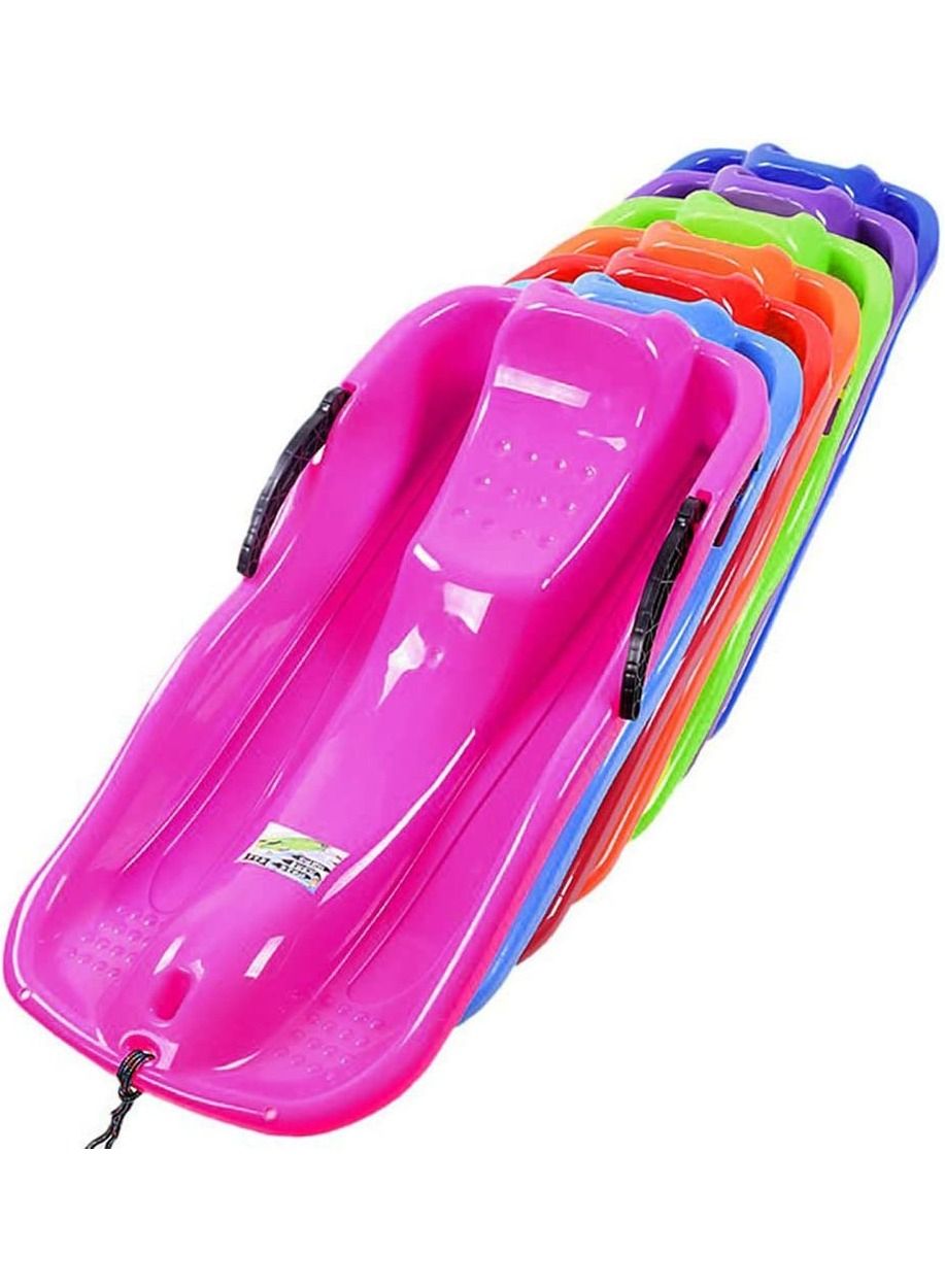 Plastic Snow Sled, Kids Skiing Sled Board Snowboard Outdoor Downhill Toboggan with Brakes and Pull Rope for Grass Sliding and Sand Boarding (Random color).