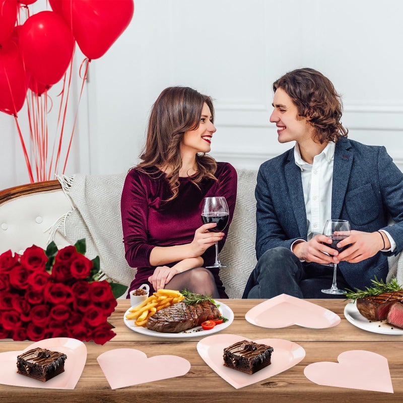 DYLIVeS Valentine's Day Party Supplies  Heart Shaped Disposable 9"" Paper Plates and 3 Ply Napkins for Best Mom Gift  Valentine's Day Engagements Wedding Anniversaries Bridal Showers Birthday  50 Count / Blush - Image 5