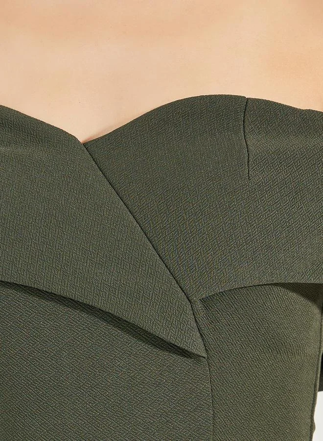 Styli Off-Shoulder Slit Dress