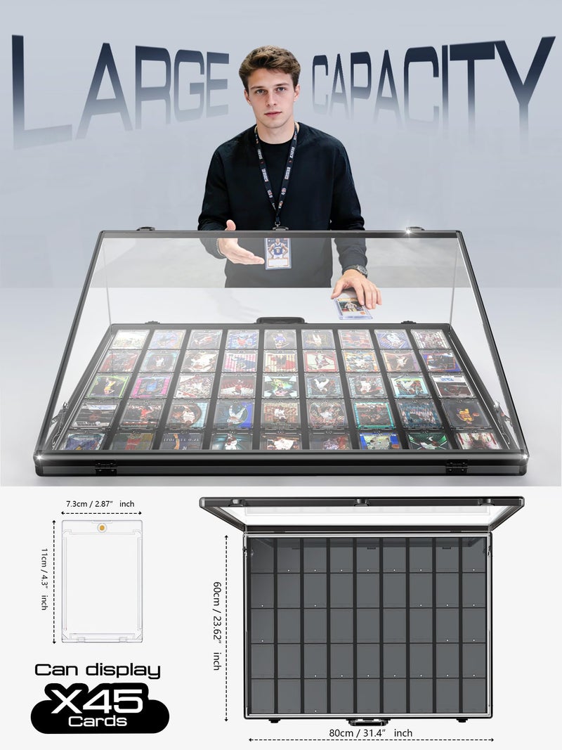 STOLAS Ultra-thin 31.4 x 23.6in Portable Aluminum Card Display Case with Felt Tote Bag, High-transparency Acrylic, 3 Anti Theft Locks, Sports Trading Card Show Case for Collectible Cards Jewelry Jersey-Black - Image 2