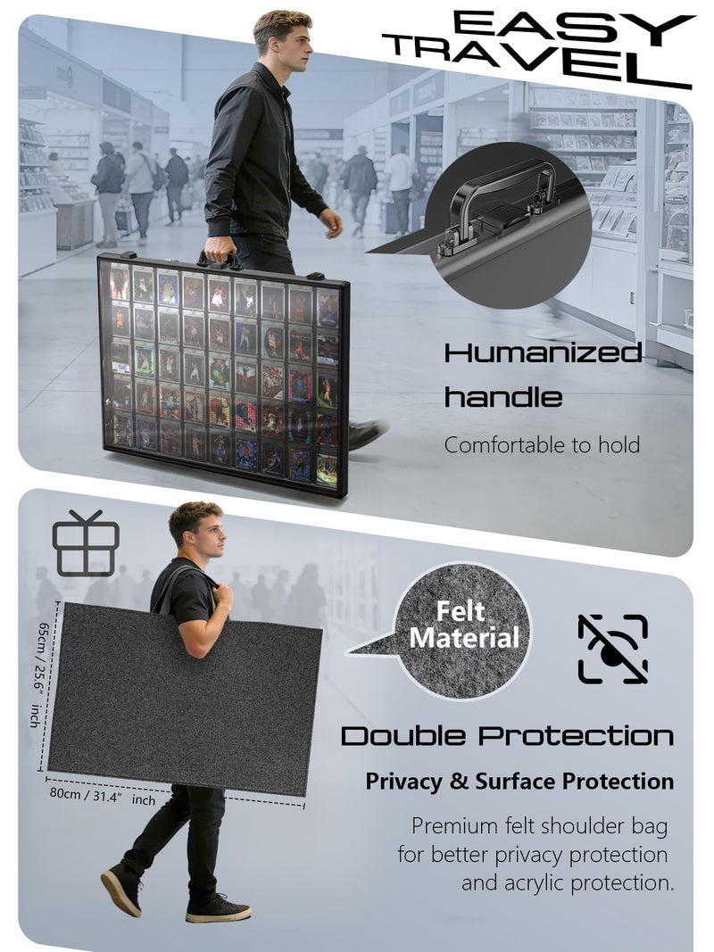 STOLAS Ultra-thin 31.4 x 23.6in Portable Aluminum Card Display Case with Felt Tote Bag, High-transparency Acrylic, 3 Anti Theft Locks, Sports Trading Card Show Case for Collectible Cards Jewelry Jersey-Black - Image 5