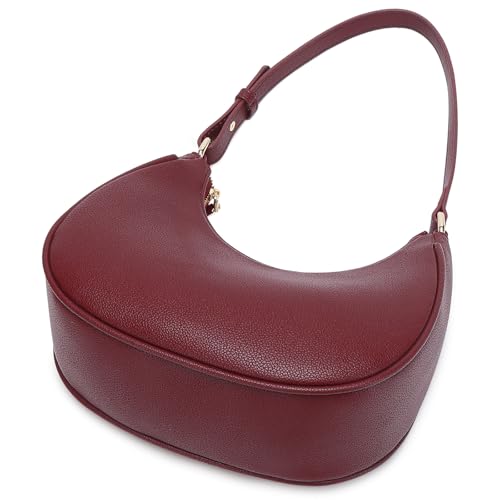 WSRYDJDL Crescent Shoulder Bags for Women Cute Hobo Tote Handbag Under the Arm Purses Mini Clutch Purse with Zipper Closure (Lychee cherry Red) - Image 4