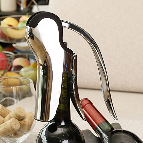 KAYCROWN Stainless Steel Wine Bottle Opener, Vertical Lever Corkscrew with Built-in Foil Cutter Design, Manual Handheld Corkscrew with Ergonomic Lever Pump - Image 4