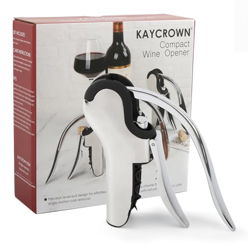 KAYCROWN Stainless Steel Wine Bottle Opener, Vertical Lever Corkscrew with Built-in Foil Cutter Design, Manual Handheld Corkscrew with Ergonomic Lever Pump - Image 1