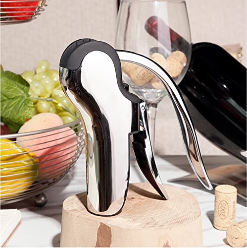 KAYCROWN Stainless Steel Wine Bottle Opener, Vertical Lever Corkscrew with Built-in Foil Cutter Design, Manual Handheld Corkscrew with Ergonomic Lever Pump - Image 5