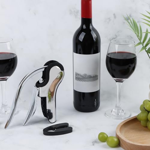 KAYCROWN Stainless Steel Wine Bottle Opener, Vertical Lever Corkscrew with Built-in Foil Cutter Design, Manual Handheld Corkscrew with Ergonomic Lever Pump - Image 2