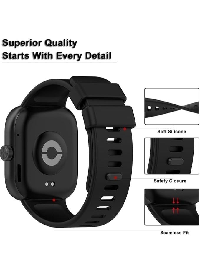 Silicone Strap For Redwatch 5 4 Smart Watch Strap For Xiaomi Mi Band 8/9 Pro -Black - Image 3