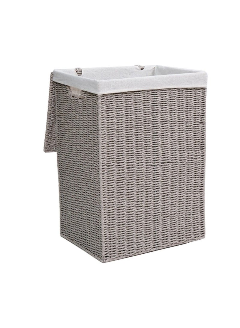 Small Laundry Hamper Grey With Liner 36 X 26 X 50 Cm