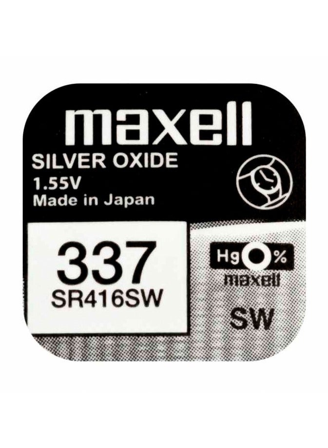 ماكسل 5-Pieces Maxell 337 / SR416SW 1.55V Silver Oxide Hg0% Zero Mercury Batteries - Image 2