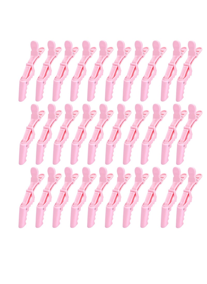 RA - 30 Pcs Alligator Hair Clip for Styling Sectioning - Salon Hair Clip for Thick Hair, Plastic Hair Styling Clip with Wide Teeth & Double-Hinged Design (Pink) - Image 1