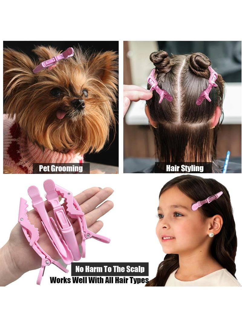RA - 30 Pcs Alligator Hair Clip for Styling Sectioning - Salon Hair Clip for Thick Hair, Plastic Hair Styling Clip with Wide Teeth & Double-Hinged Design (Pink) - Image 1