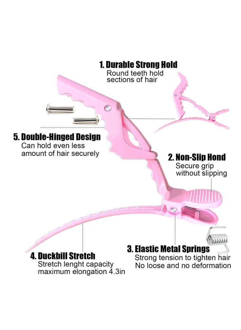 RA - 30 Pcs Alligator Hair Clip for Styling Sectioning - Salon Hair Clip for Thick Hair, Plastic Hair Styling Clip with Wide Teeth & Double-Hinged Design (Pink) - Image 1