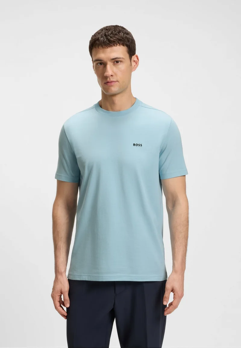 BOSS Regular-fit T-shirt in stretch cotton with contrast logo